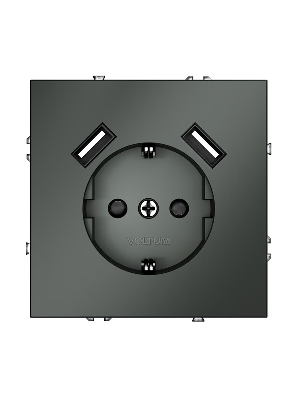 Розетка 1-м СП S70 16А с USB A+A с заземл. защ. шторки механизм титан Voltum VLS040406