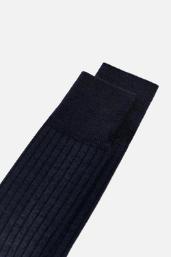 ZARA НОСКИ ИЗ СМЕСОВОЙ ШЕРСТИ В РУБЧИК, МОРСКОЙ СИНИЙ