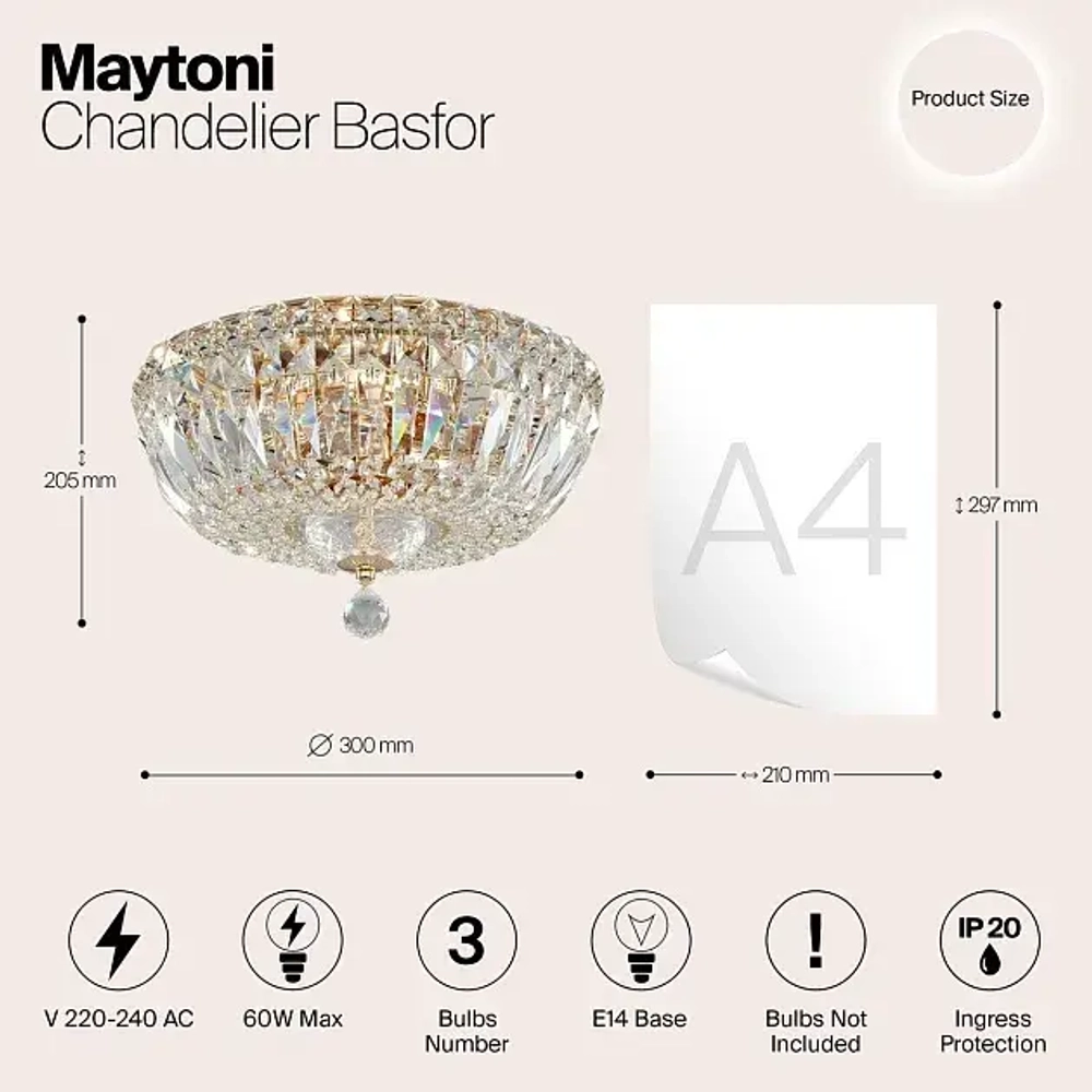 Потолочный светильник Maytoni Basfor DIA100-CL-03-G