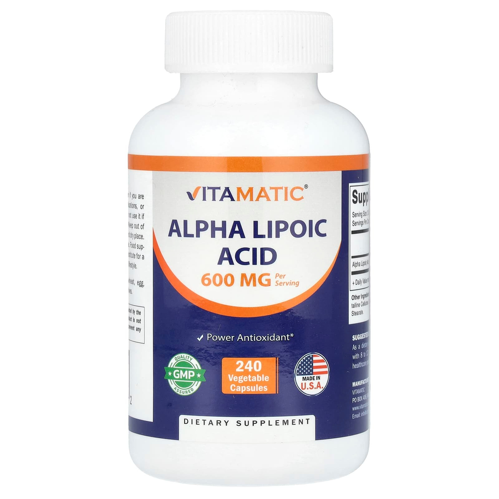 Vitamatic, Альфа-липоевая кислота, 600 мг, 240 растительных капсул (300 мг в 1 капсуле)