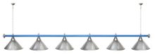 Лампа STARTBILLIARDS 6 пл. (плафоны синие,штанга коричневая,фурнитура золото)