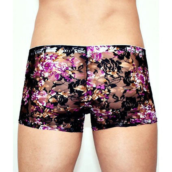 Мужские трусы боксеры черные с пурпурными розами Romeo Rossi Rose Boxer RR00232