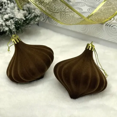 Набор ёлочных украшений VELOUR «Волшебная юла» 8 см (набор 2 шт), Шоколад