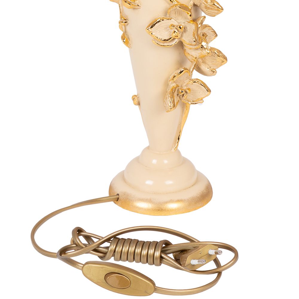 Настольная лампа Орхидея Лира Айвори с абажуром Тюссо Vatican (Ватикан) Крем