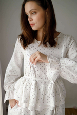 Платье Николь для беременных и кормящих мам, Белый в горошек
