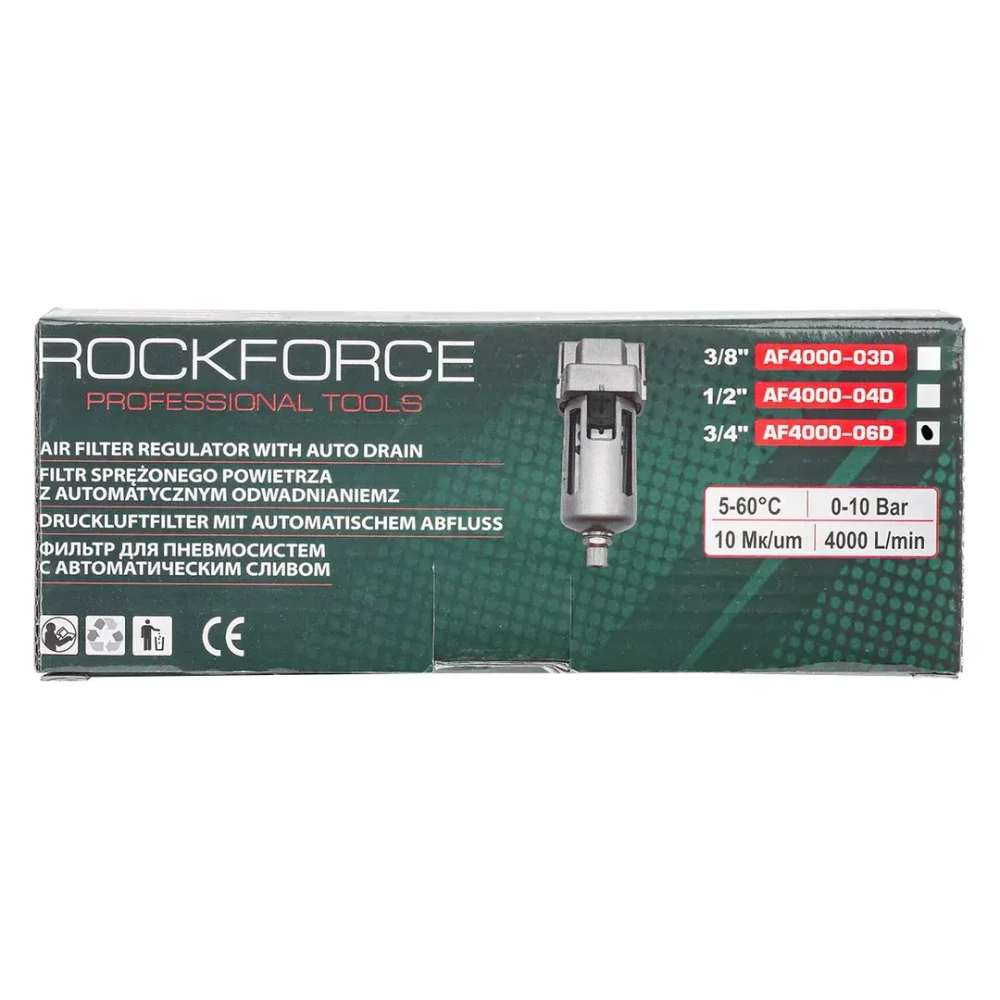 Фильтр воздушный для пневмосистем 3/4''с автоматическим сливо RockForce##Rock FORCE RF-AF4000-06D