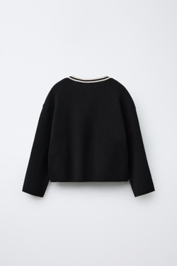 ZARA ТРИКОТАЖНЫЙ КАРДИГАН С БАНТИКАМИ, ЧЕРНЫЙ