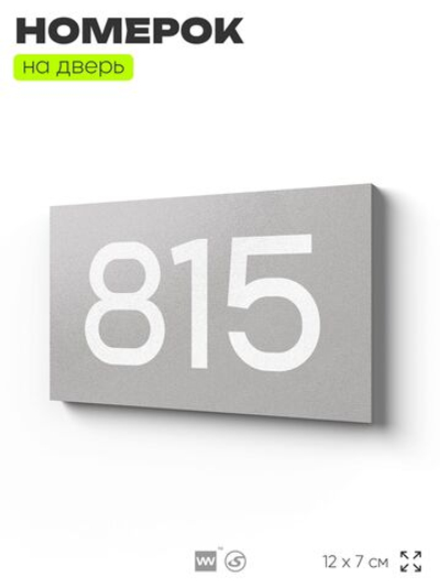 Номер на дверь 815, табличка на дверь для офиса, квартиры, кабинета, аудитории, склада, серая 120х70 мм, Айдентика Технолоджи