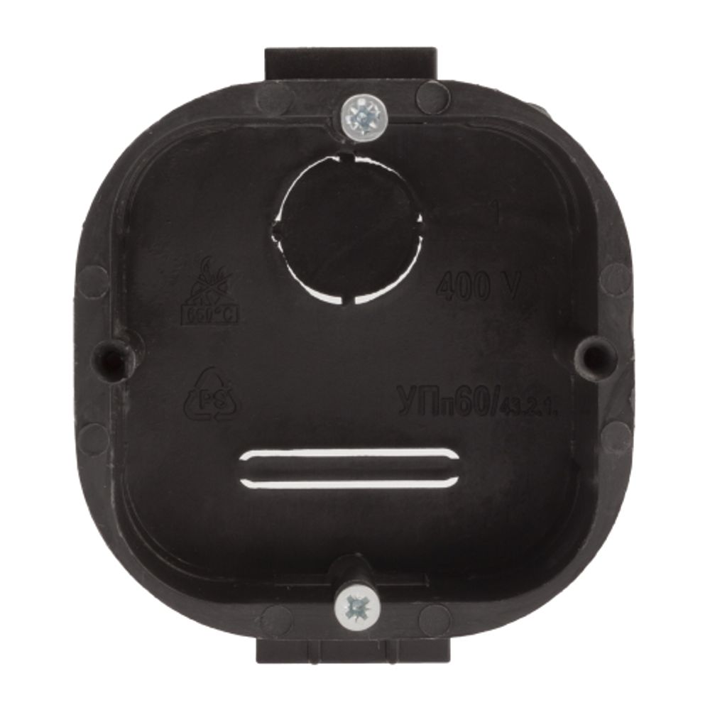 Коробка установочная ЭРА KUTS-60-60-43-s-black усиленная для твердых стен саморезы стыковочные узлы черная IP20 | Коробки монтажные установочные для твердых стен