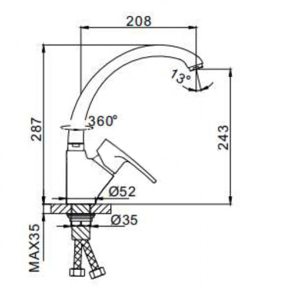 Смеситель для кухни, Frap, с картриджем, хром, F4165-2