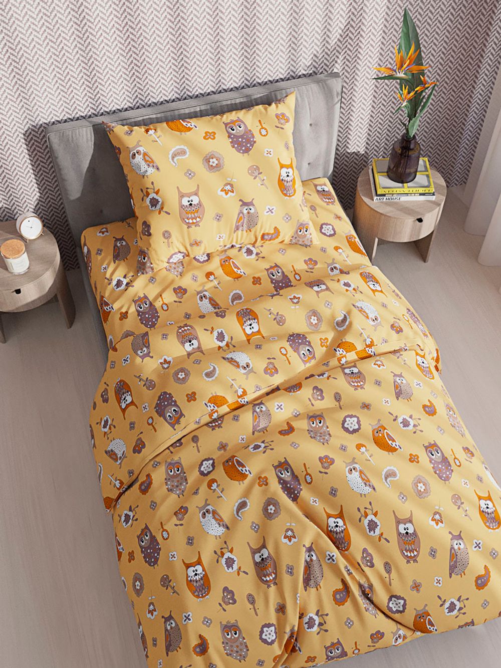 Наволочка комплект 2шт поплин Сказка "Совята" 50x70 см