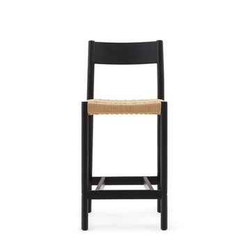 Analy Полубарный стул из массива дуба с черной отделкой и сиденьем из веревки 65 см
