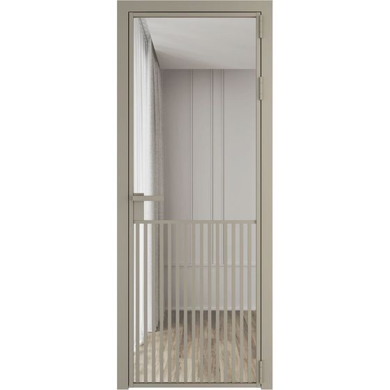 Алюминиевая дверь 15AG никель матовый стекло прозрачное