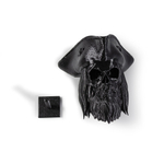 Бородатый череп в пиратской шляпе, фигурка для декора интерьера, арт-объект, 3D печать, черный 14 см.