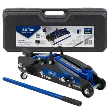 Домкрат подкатной гидравлический 2.5т с фиксацией (h min 140мм, h max 387мм) в кейсе Scheppach Sch-TH22501C