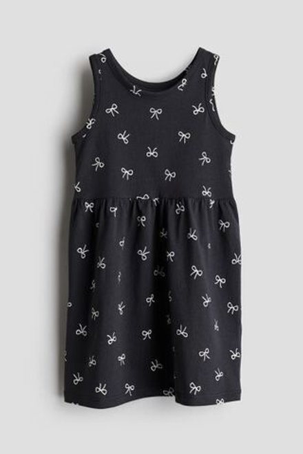 H&M Хлопковое платье с принтом, темно-серый