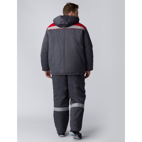 Костюм зимний "Партнер NEW" полукомбинезон (т.серый/красный)