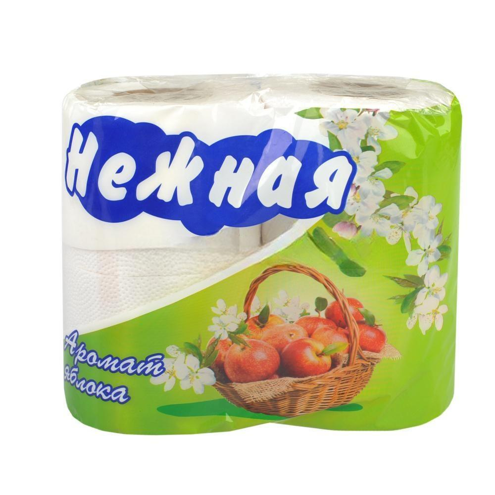 Туалетная бумага 2 сл. 4 шт. "Нежная" Яблоко (1/12 шт.)