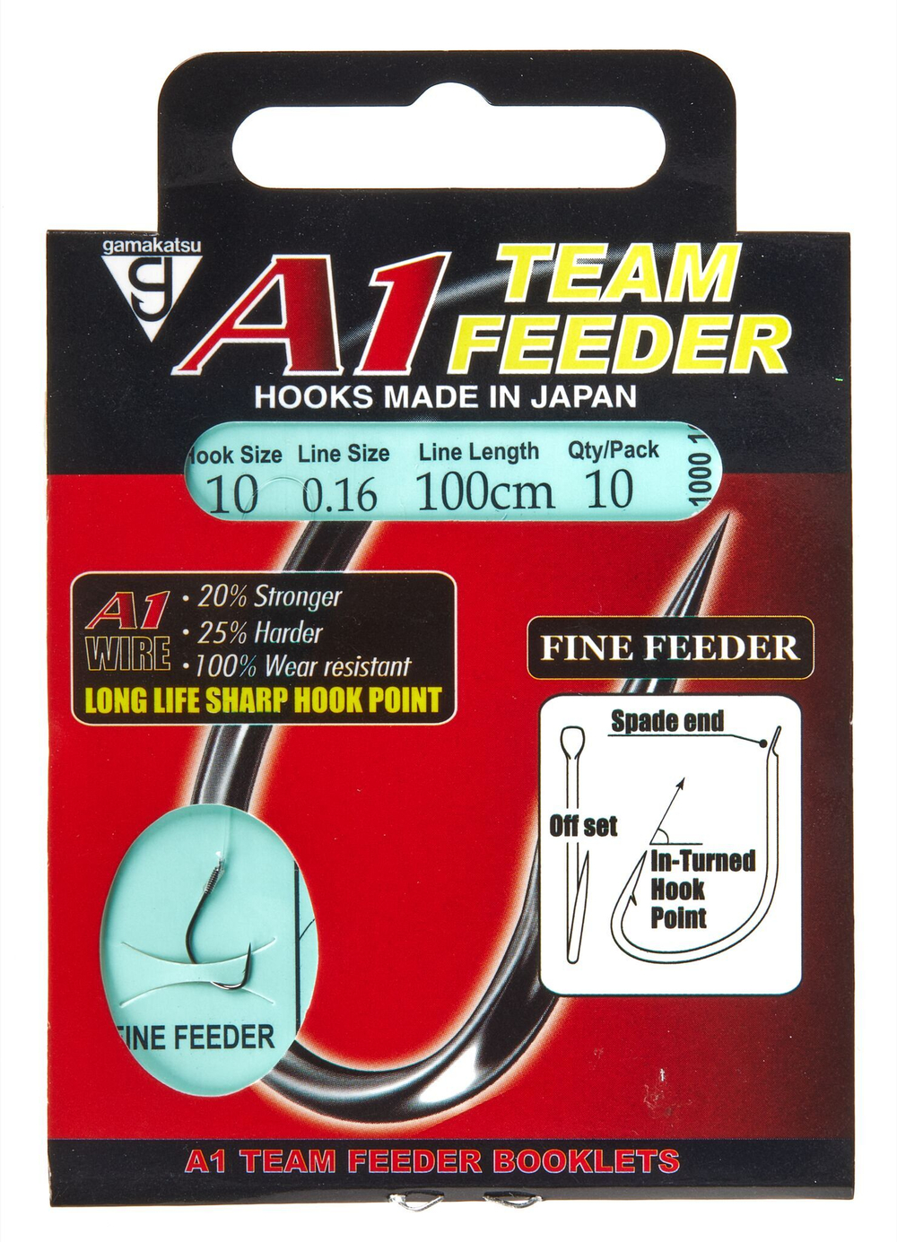 Крючки с поводком Gamakatsu Booklet A1 FINE FEEDER разм. 10-0.16мм 100см 10шт.