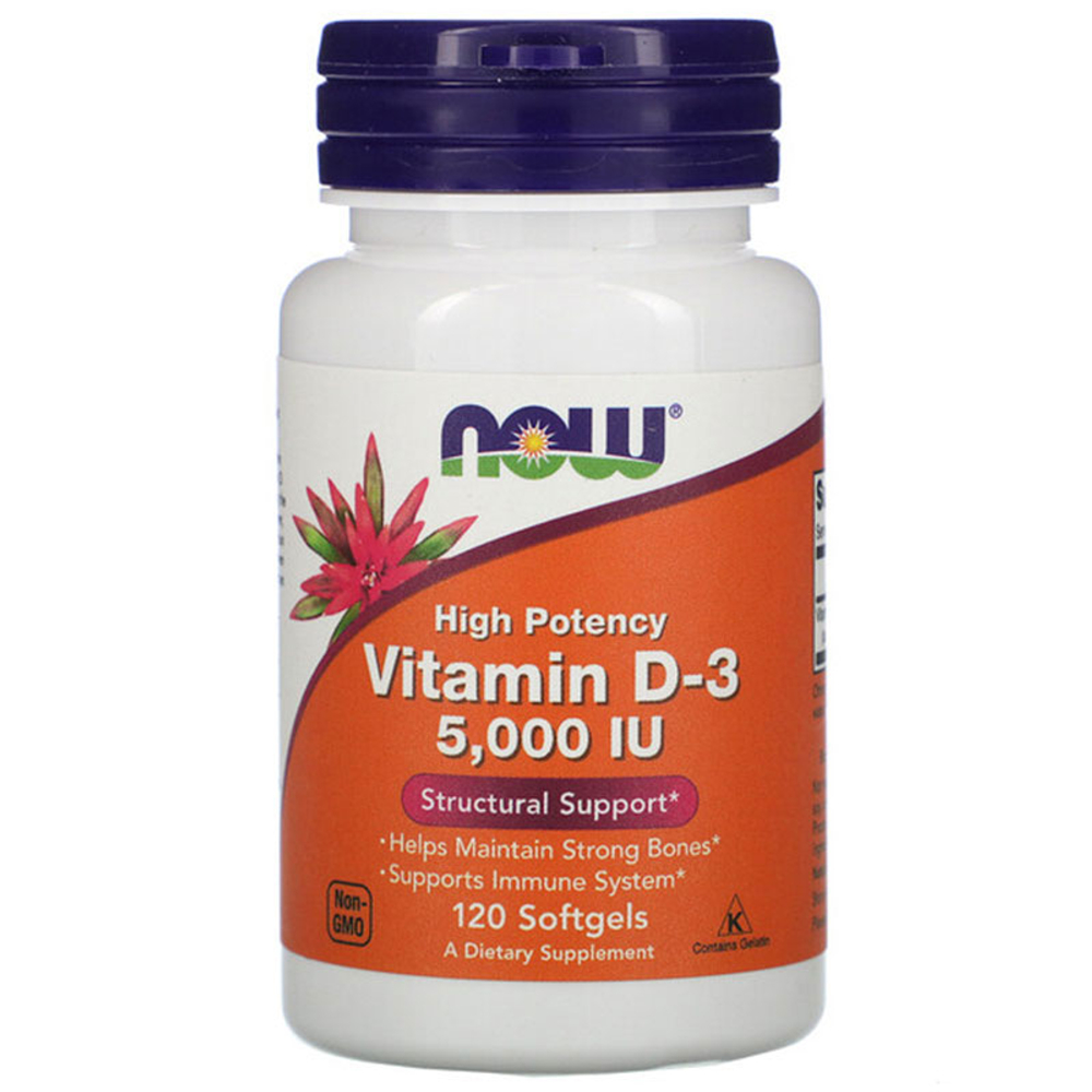 NOW Vitamin D3-5000 (120 капс.)