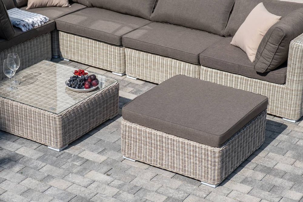 "Лунго" трансформирующаяся лаунж-зона из искусственного ротанга, цвет бежевый