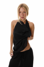LINEN TOP BLACK ESME