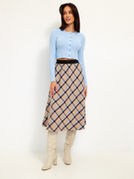 Юбка Мелоди миди бежевая в клетку