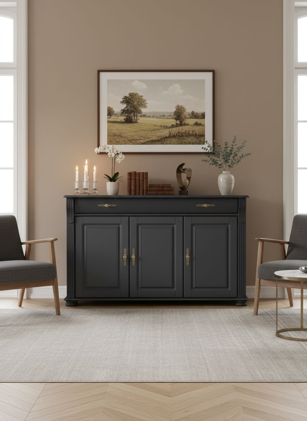 Комод для одежды, 139х42х85, Susanna, с ящиками, для одежды, деревянный, серый, Dipriz