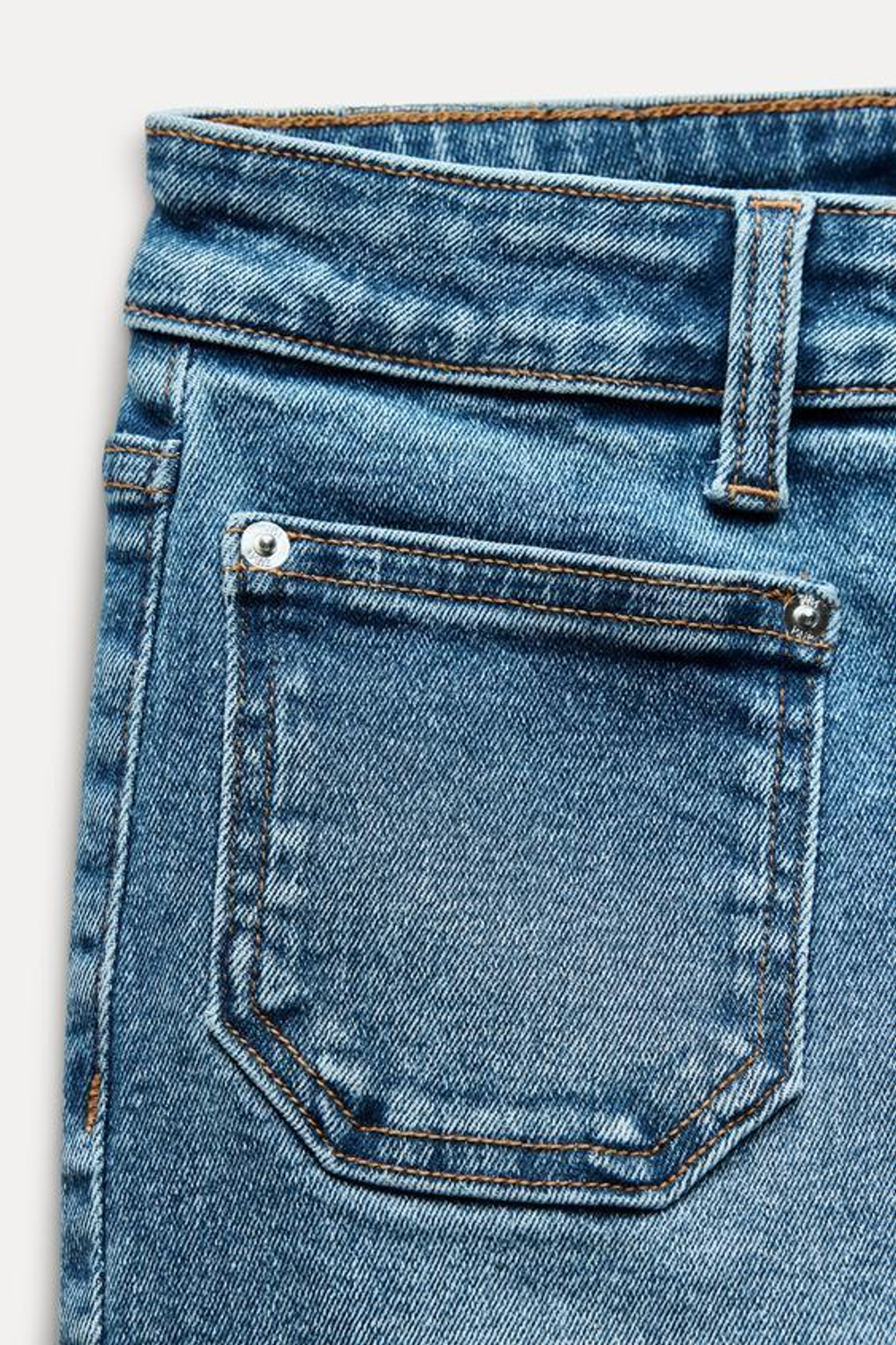 ZARA ДЖИНСЫ С ВЫСОКОЙ ПОСАДКОЙ Z1975 MINI FLARE, ВЫЦВЕТШИЙ СИНИЙ