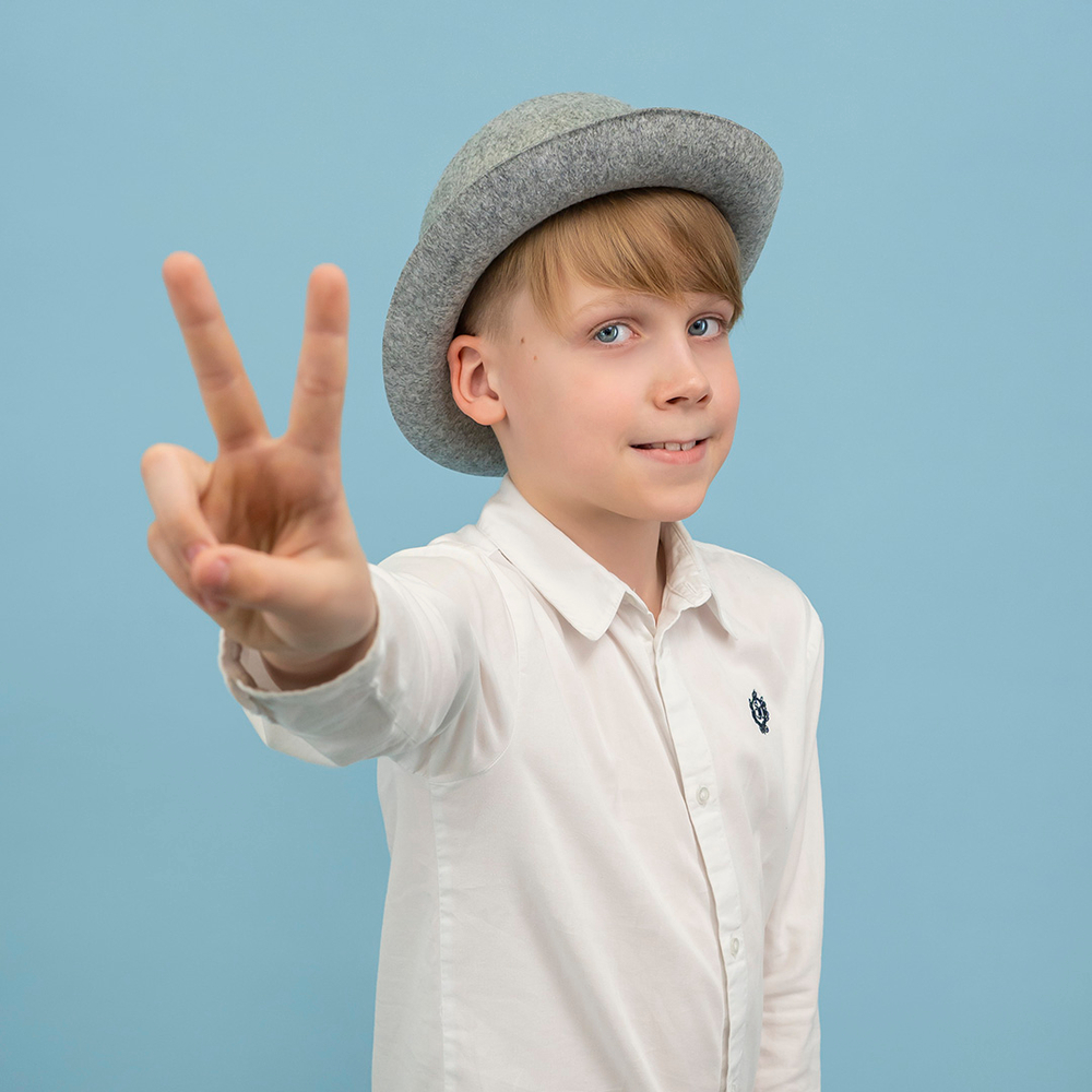 Шляпа Котелок, фетр, Серый, 56-58 разм.