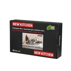 Сковорода Вок (WOK) 28/16,5 см h15,5/8,5 см 4л с крышкой Honeycombs нерж. с антиприг. покр. ИНДУКЦИЯ