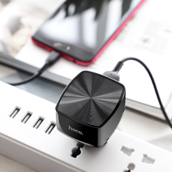 Скоростное зарядное устройство Hoco C70A с кабелем MicroUSB, черная
