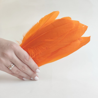 Гусиные перья оранжевые 2 сорт 100 шт.