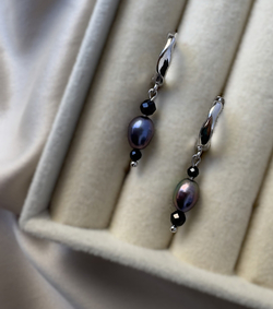 Серьги «Тёмный блеск» с черным жемчугом