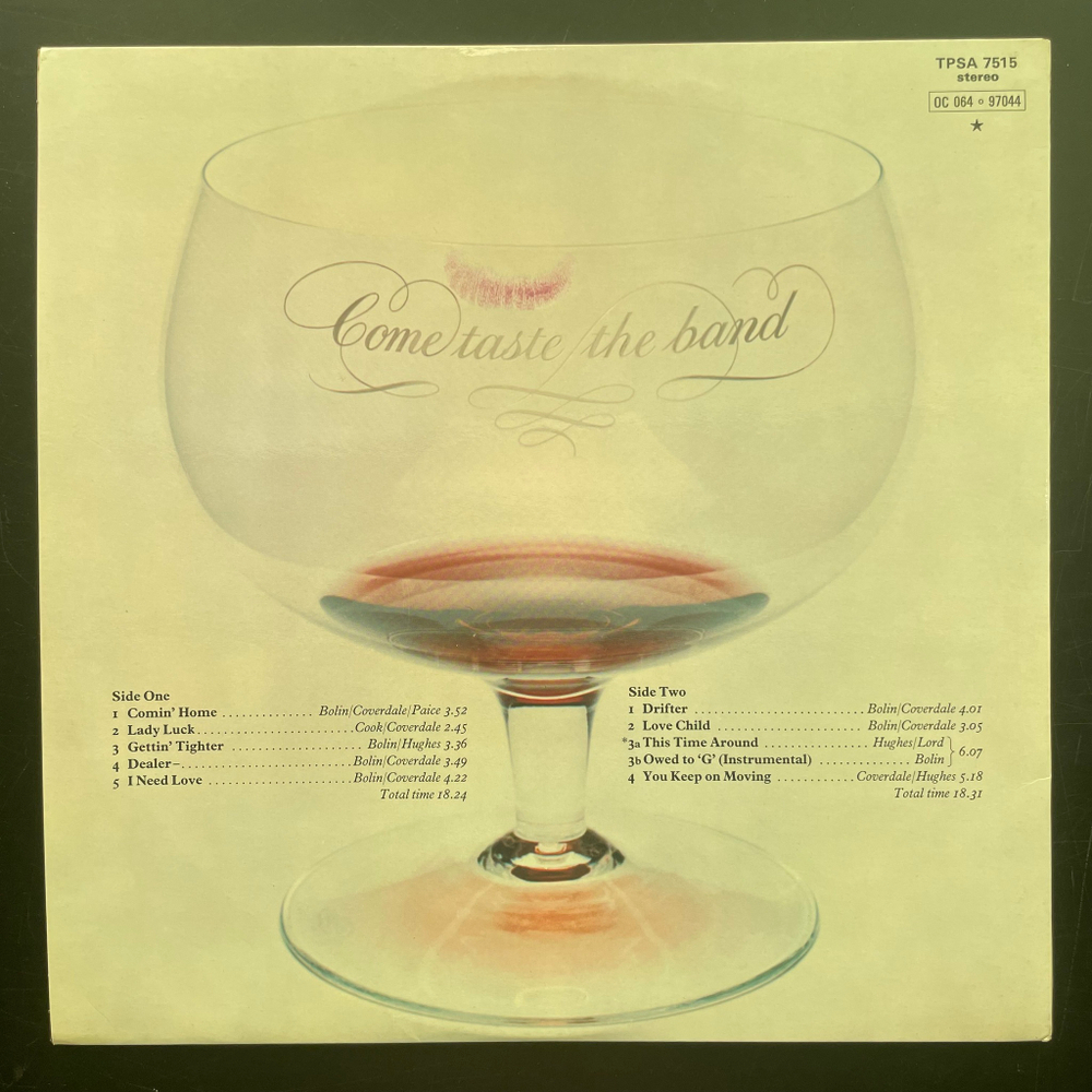 Deep Purple ‎– Come Taste The Band (Англия 1975г.)