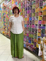 Юбка с вышивкой вискоза, цвет зеленый, длина 100 см, free size (48-56)