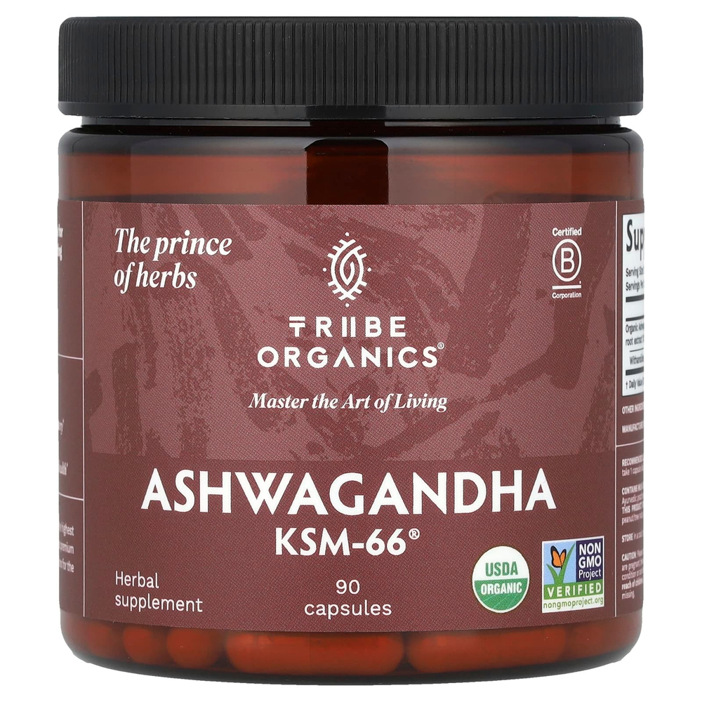 Tribe Organics, Ашваганда KSM-66®, 90 капсул