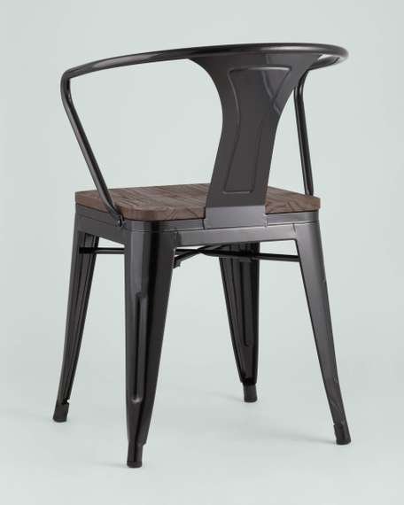 Стул TOLIX ARM WOOD с подлокотниками черный
