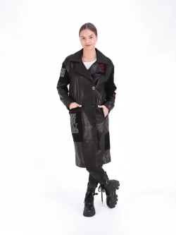 Кожаный плащ пальто осеннее из натуральной кожи и замши