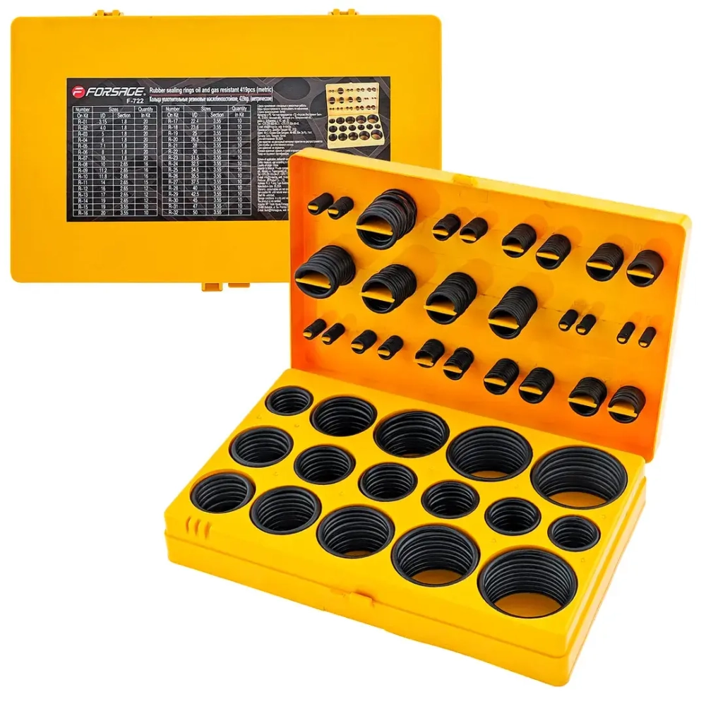 Кольца уплотнительные резиновые маслобензостойкие, 419пр. (метрические) Forsage F-722