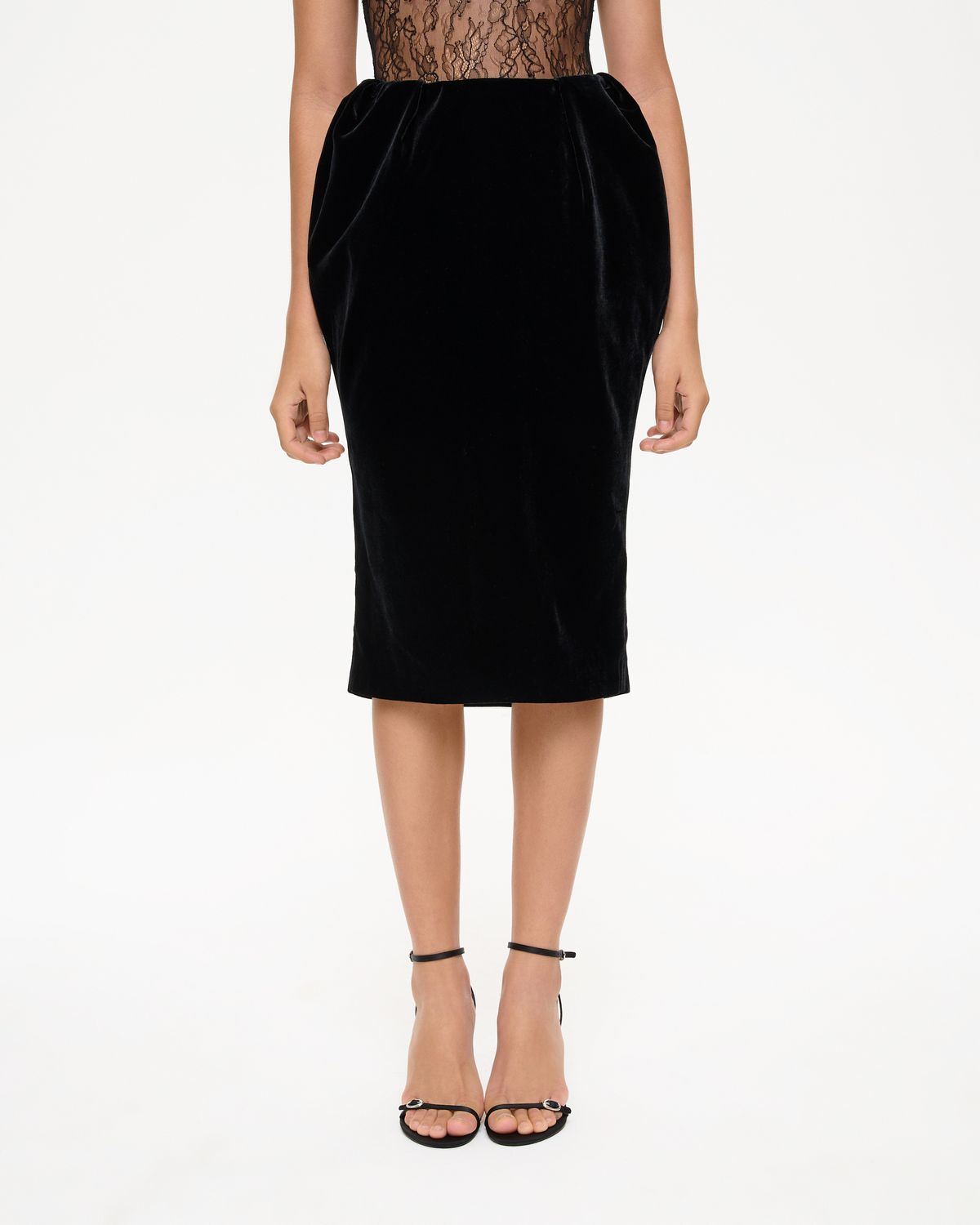 Юбка миди из бархата