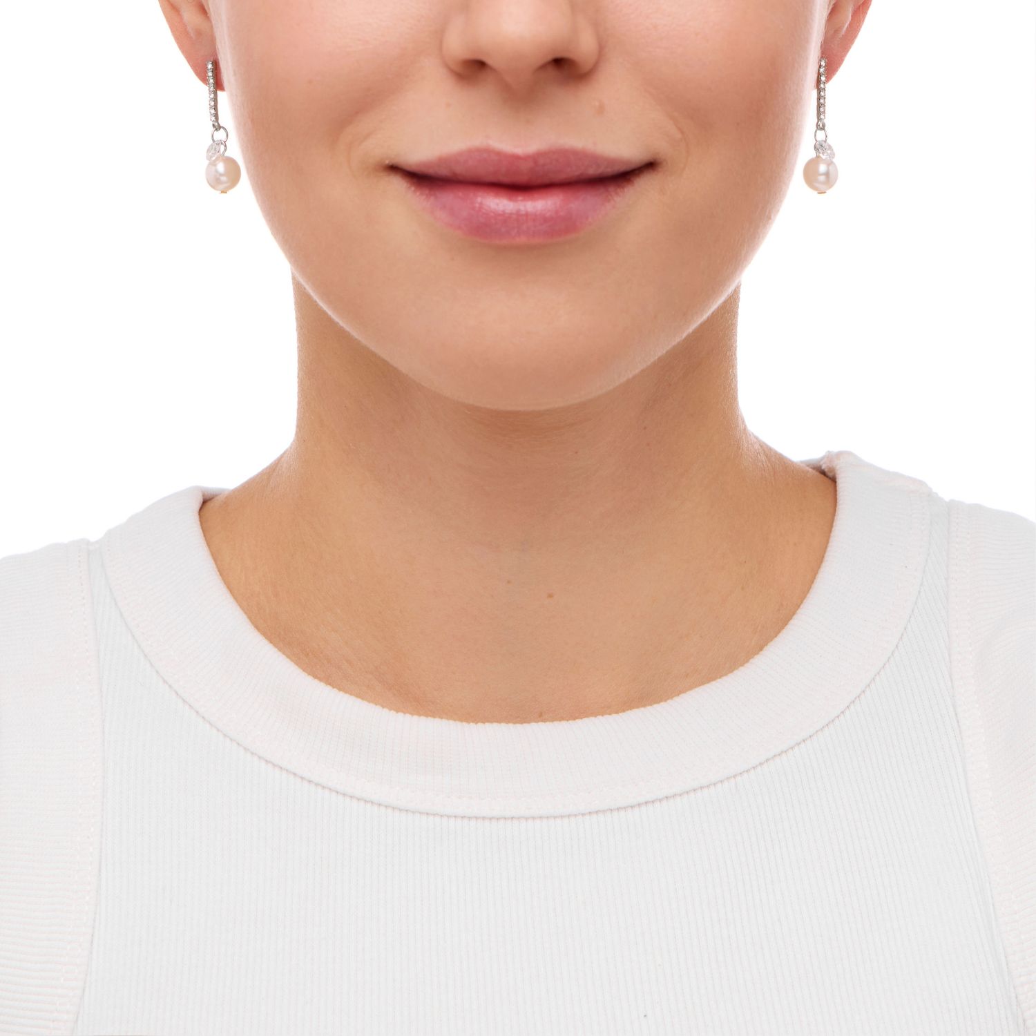 Серьги Dangling Pearls Earrings - Silver