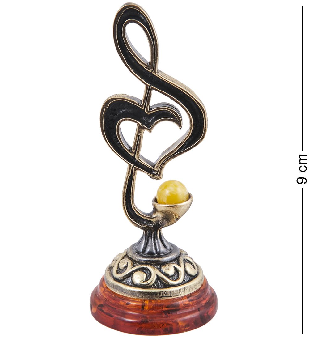 Народные промыслы AM-4035 Фигурка «Мелодия Любви» (латунь, янтарь)