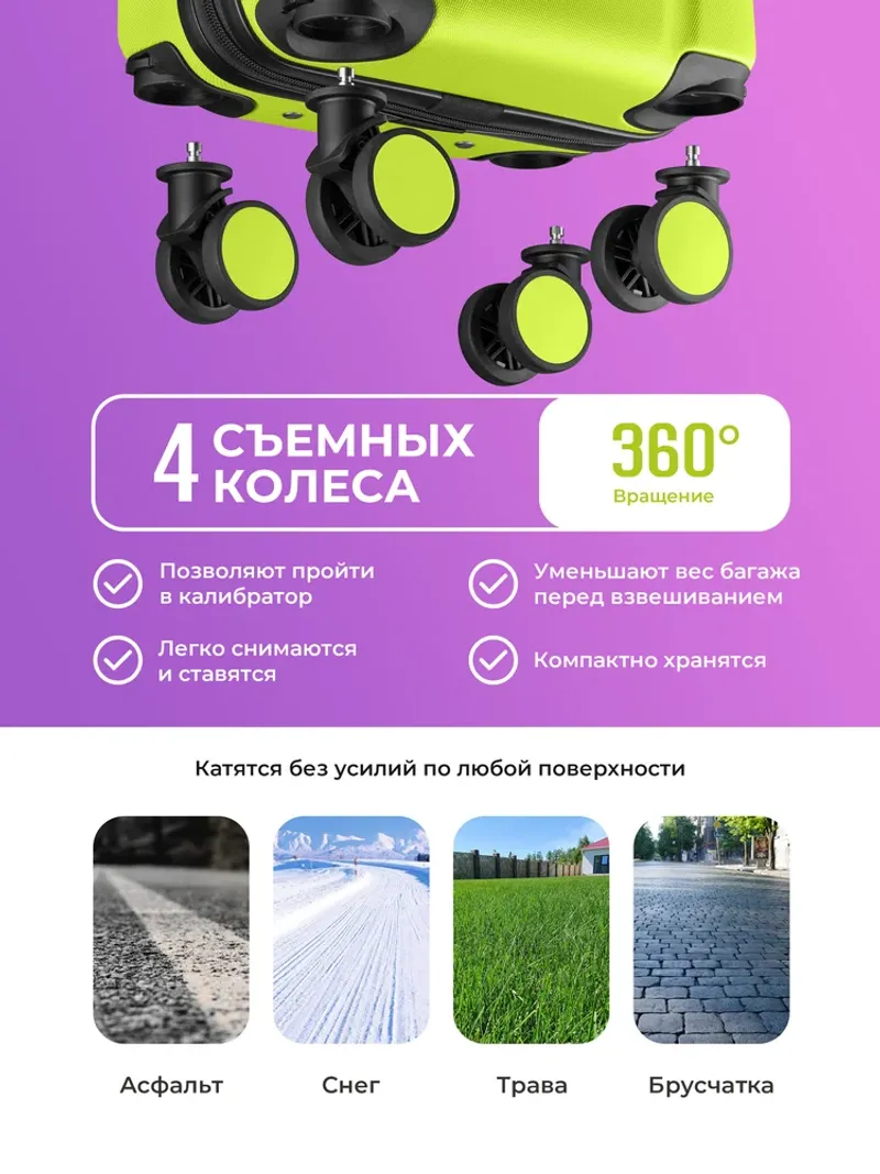 Чемодан Bonle размер XS Салатовый