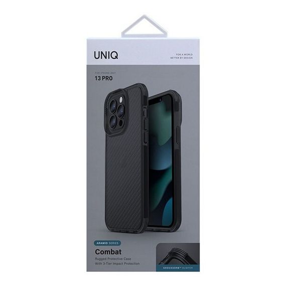 Чехол Uniq Combat Aramid effect для iPhone 13 Pro (IP6.1PHYB(2021)-COMASMK) черный (Smoke)