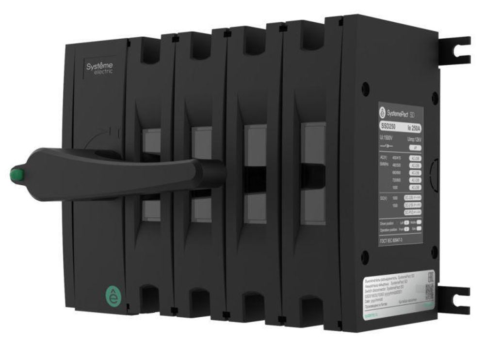 Выключатель-разъединитель SYSTEMEPACT SD160 4п 63А рукоятка фронт. слева (зак. отдельно) SE SSD01604LF0063