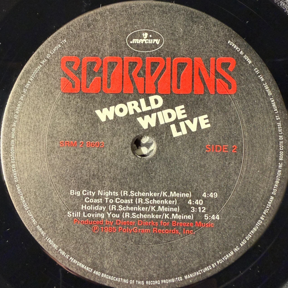 Scorpions ‎– World Wide Live 2LP (Канада 1985г.)Т