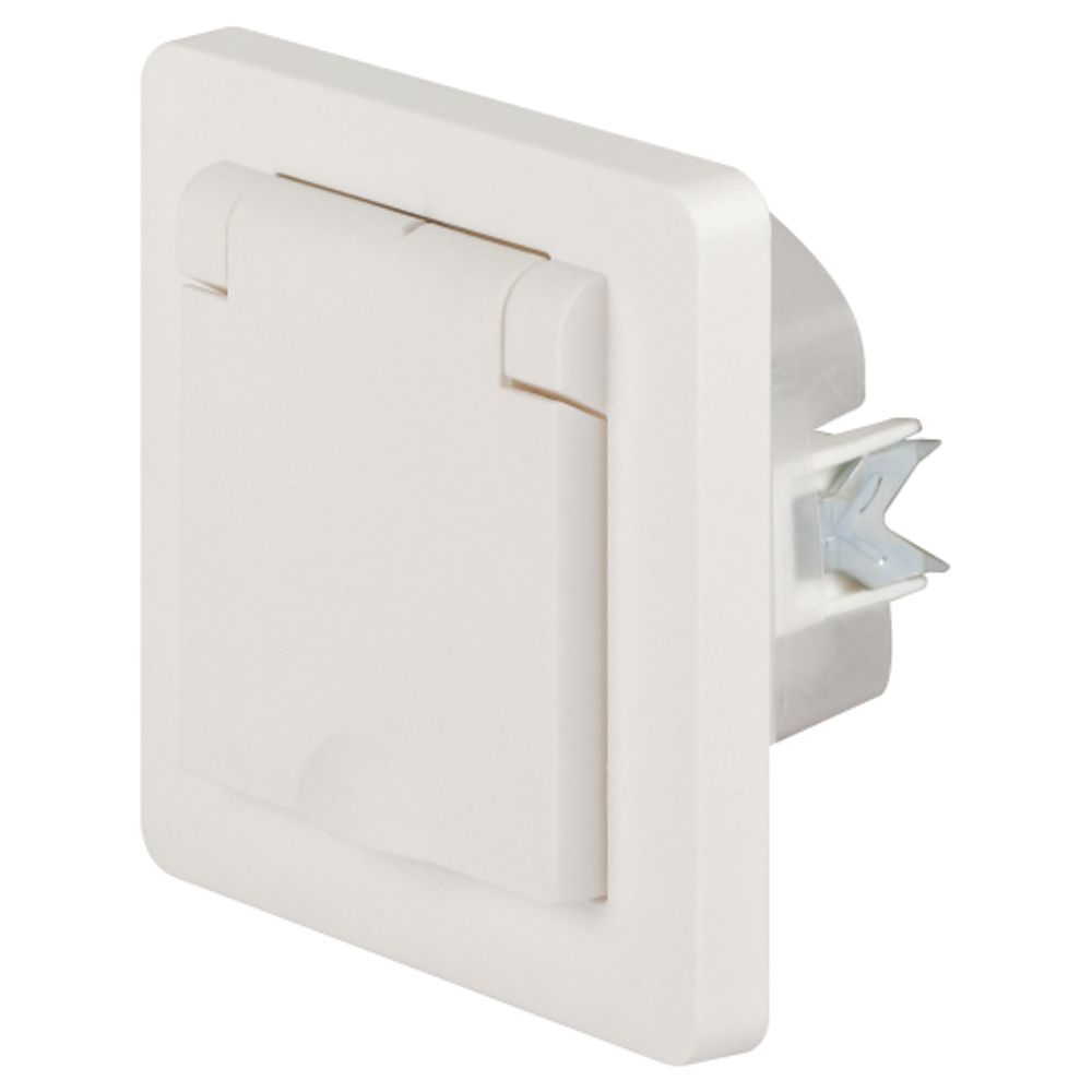 Розетка Intro Style 7-209-01 2P+E Schuko с крышкой штор., 16А-250В, IP44, СУ, белый