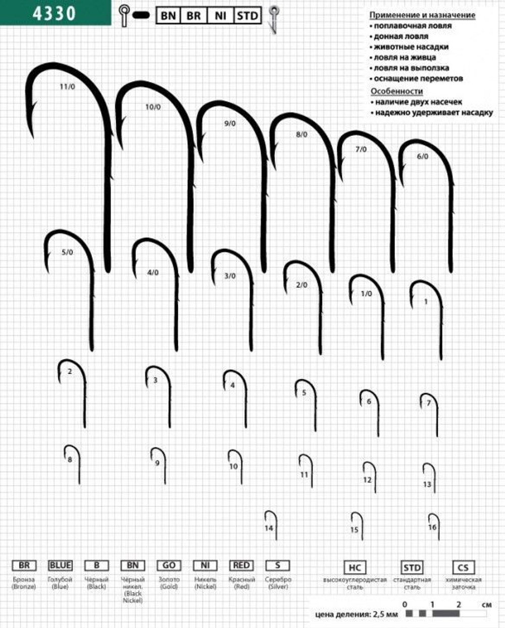 Крючки для рыбалки Maruto 4330 BN №04 упк по 10 шт