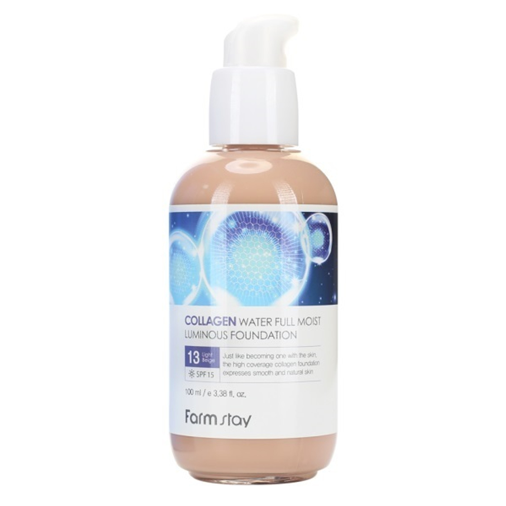 Крем тональный коллагеновый с эффектом сияния №13 SPF15 FarmStay Collagen Water Full Moist Luminous Foundation 100мл